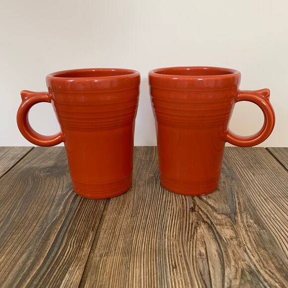 Set of 2 Fiestaware Paprika Latte Bistro Mug Thumb Rest Coffee Stoneware Fiesta - Picture 1 of 7